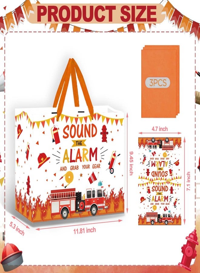 RTMISA Firetruck Gift Bag with Tissue Paper and Card with Envolope, Firefighter Fire Truck Themed Gifts Wrapping Bag for Birthday Baby Shower Party Decorations Supplies - Image 2